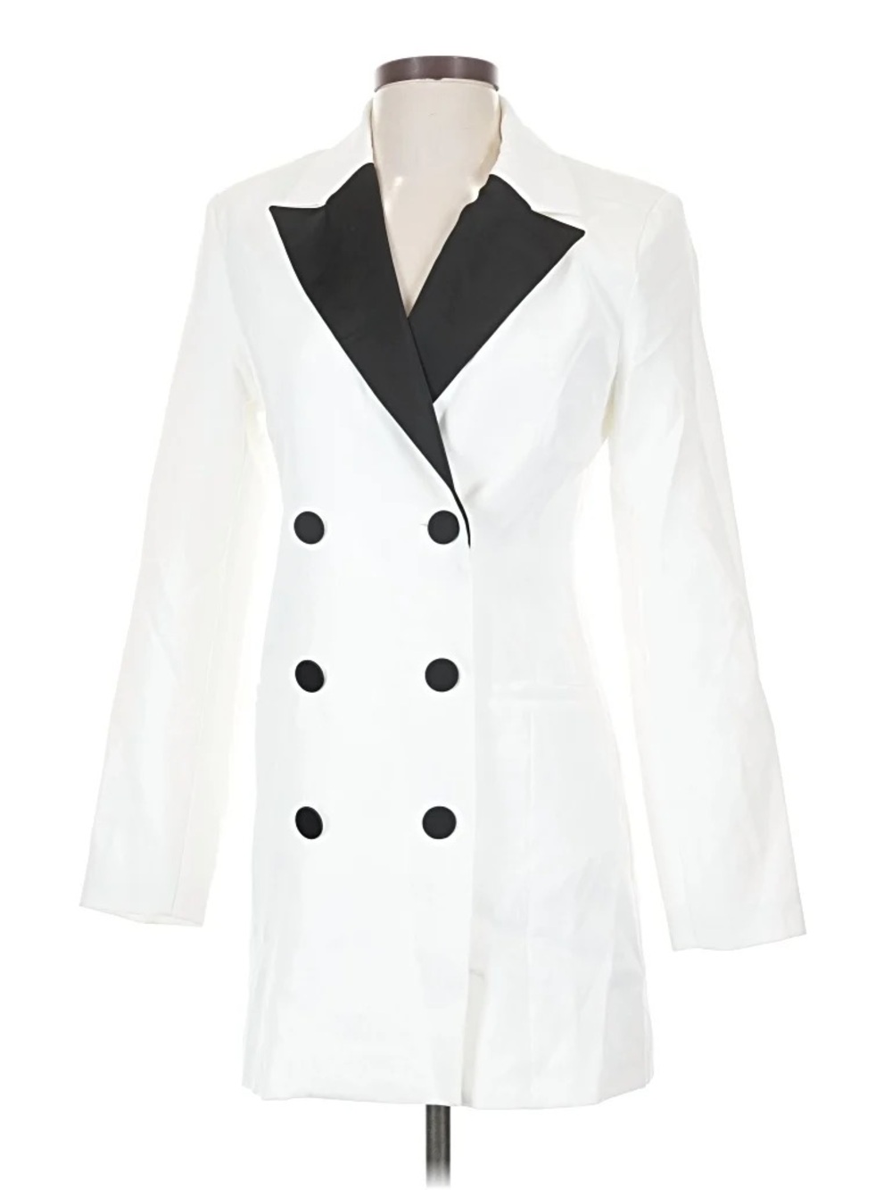 Steve Madden White Blazer Dress with Black Contrast Lapel - Picture 5 of 5